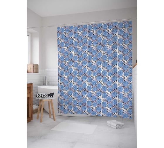 Штора (занавеска) для ванной JoyArty "Исключительный букет" из сатена, 180х200 см с крючками, sc_14062