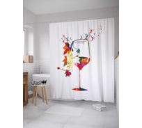 Штора (занавеска) для ванной JoyArty "Красочное вино" из сатена, 180х200 см с крючками, sc_14839