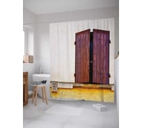 Штора (занавеска) для ванной JoyArty "Таинственная дверь" из сатена, 180х200 см с крючками, sc_14204