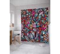 Штора (занавеска) для ванной JoyArty "Дикий витраж" из сатена, 180х200 см с крючками, sc_12443