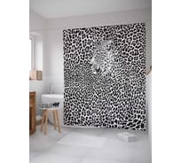 Штора (занавеска) для ванной JoyArty "Леопардовое небо" из сатена, 180х200 см с крючками, sc_12435