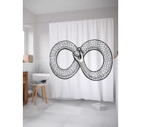 Штора (занавеска) для ванной JoyArty "Змея в кольце бесконечности" из сатена, 180х200 см с крючками, sc_14704