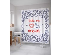 Штора (занавеска) для ванной JoyArty "Океанские завитки" из сатена, 180х200 см с крючками, sc_12528