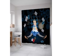 Штора (занавеска) для ванной JoyArty "Алиса в раздумьях" из сатена, 180х200 см с крючками, sc_14087