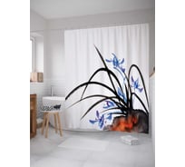 Штора (занавеска) для ванной JoyArty "Букет ирисов" из сатена, 180х200 см с крючками, sc_14933