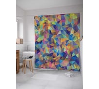 Штора (занавеска) для ванной JoyArty "Геометрический витраж" из сатена, 180х200 см с крючками, sc_12468