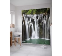Штора (занавеска) для ванной JoyArty "Любопытный водопад" из сатена, 180х200 см с крючками, sc_14584