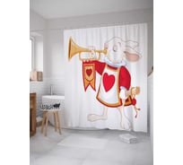 Штора (занавеска) для ванной JoyArty "Королевский кролик" из сатена, 180х200 см с крючками, sc_14090