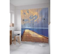 Штора (занавеска) для ванной JoyArty "Подышать морским воздухом" из сатена, 180х200 см с крючками, sc_23029