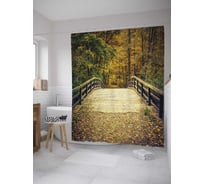 Штора (занавеска) для ванной JoyArty "Мост в парке" из сатена, 180х200 см с крючками, sc_10408