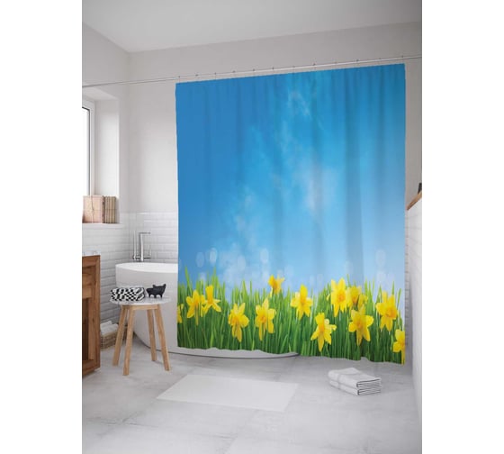 Штора (занавеска) для ванной JoyArty "Шикарное явление" из сатена, 180х200 см с крючками, sc_14144 1