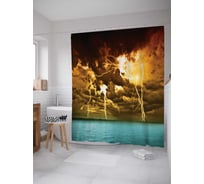 Штора (занавеска) для ванной JoyArty "Множество молний" из сатена, 180х200 см с крючками, sc_16294