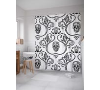 Штора (занавеска) для ванной JoyArty "Орнамент смерти" из сатена, 180х200 см с крючками, sc_10488