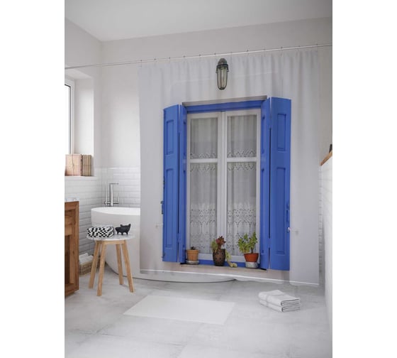 Штора (занавеска) для ванной JoyArty "Уют на окне" из сатена, 180х200 см с крючками, sc_14208 1