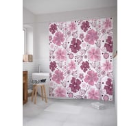 Штора (занавеска) для ванной JoyArty "Цветочный сон" из сатена, 180х200 см с крючками, sc_18523