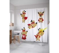 Штора (занавеска) для ванной JoyArty "Пес супер-герой" из сатена, 180х200 см с крючками, sc_14789