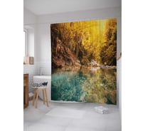 Штора (занавеска) для ванной JoyArty "Чистая лесная река" из сатена, 180х200 см с крючками, sc_15169