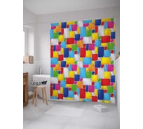 Штора (занавеска) для ванной JoyArty "Мозаика с квадратов" из сатена, 180х200 см с крючками, sc_21758