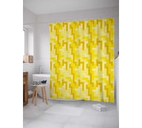 Штора (занавеска) для ванной JoyArty "Угловые изгибы" из сатена, 180х200 см с крючками, sc_21888