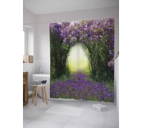 Штора (занавеска) для ванной JoyArty "Нежные цветы" из сатена, 180х200 см с крючками, sc_10329