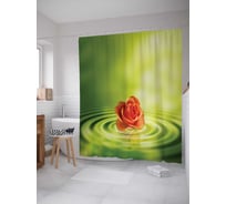 Штора (занавеска) для ванной JoyArty "Цветочный артефакт" из сатена, 180х200 см с крючками, sc_14753