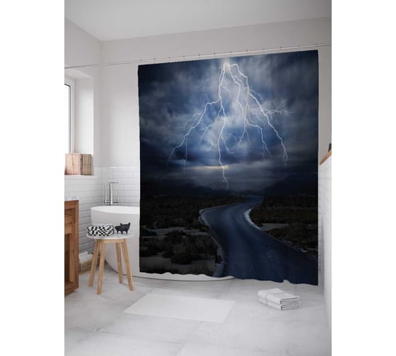 Штора (занавеска) для ванной JoyArty "Путь к центру бури" из сатена, 180х200 см с крючками, sc_16315 1