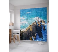 Штора (занавеска) для ванной JoyArty "Путь к началу горы" из сатена, 180х200 см с крючками, sc_15142