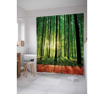 Штора (занавеска) для ванной JoyArty "Дорожка через высокие леса" из сатена, 180х200 см с крючками, sc_15220
