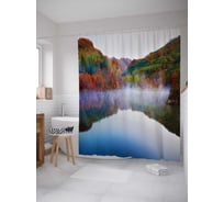 Штора (занавеска) для ванной JoyArty "Зеркальная природа" из сатена, 180х200 см с крючками, sc_15154