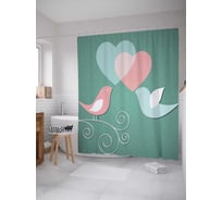 Штора (занавеска) для ванной JoyArty "Любовная встреча" из сатена, 180х200 см с крючками, sc_22888