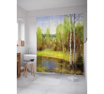 Штора (занавеска) для ванной JoyArty "Болотный лес" из сатена, 180х200 см с крючками, sc_15117