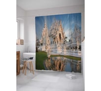 Штора (занавеска) для ванной JoyArty "Снежный дворец" из сатена, 180х200 см с крючками, sc_16612