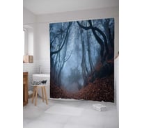 Штора (занавеска) для ванной JoyArty "Туманный лес" из сатена, 180х200 см с крючками, sc_14907