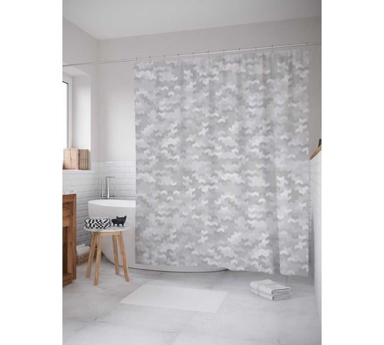 Штора (занавеска) для ванной JoyArty "Густые облака" из сатена, 180х200 см с крючками, sc_21698 1
