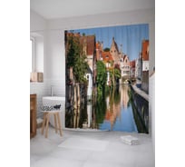 Штора (занавеска) для ванной JoyArty "Речная улица" из сатена, 180х200 см с крючками, sc_14417