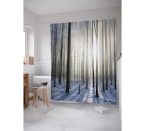 Штора (занавеска) для ванной JoyArty "Зимний лес" из сатена, 180х200 см с крючками, sc_12595