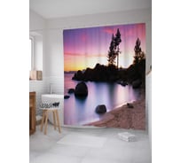 Штора (занавеска) для ванной JoyArty "Камни идут на берег" из сатена, 180х200 см с крючками, sc_15152