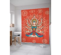 Штора (занавеска) для ванной JoyArty "Красочная йога" из сатена, 180х200 см с крючками, sc_14804