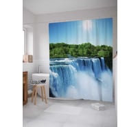 Штора (занавеска) для ванной JoyArty "Солнечный день у водопада" из сатена, 180х200 см с крючками, sc_14580