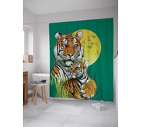 Штора (занавеска) для ванной JoyArty "Мокрые тигры" из сатена, 180х200 см с крючками, sc_12736