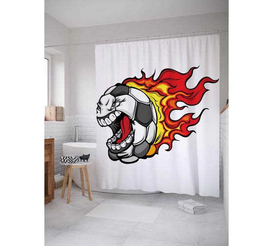 Штора (занавеска) для ванной JoyArty "Футбольная ярость" из сатена, 180х200 см с крючками, sc_12411 1
