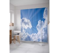 Штора (занавеска) для ванной JoyArty "Воздушный перелет" из сатена, 180х200 см с крючками, sc_13028