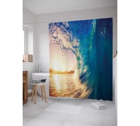 Штора (занавеска) для ванной JoyArty "В эпицентре волны" из сатена, 180х200 см с крючками, sc_15017