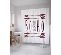 Штора (занавеска) для ванной JoyArty "Стрелы Бохо" из сатена, 180х200 см с крючками, sc_14634