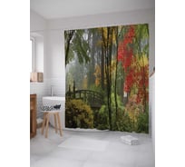 Штора (занавеска) для ванной JoyArty "Лесная радость" из сатена, 180х200 см с крючками, sc_10412