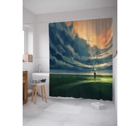 Штора (занавеска) для ванной JoyArty "С магическим зонтом" из сатена, 180х200 см с крючками, sc_12432