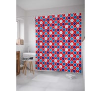 Штора (занавеска) для ванной JoyArty "Узоры с кругами" из сатена, 180х200 см с крючками, sc_17159