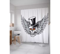 Штора (занавеска) для ванной JoyArty "Череп с крыльями" из сатена, 180х200 см с крючками, sc_14518