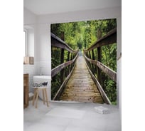 Штора (занавеска) для ванной JoyArty "Лесной мост" из сатена, 180х200 см с крючками, sc_10398