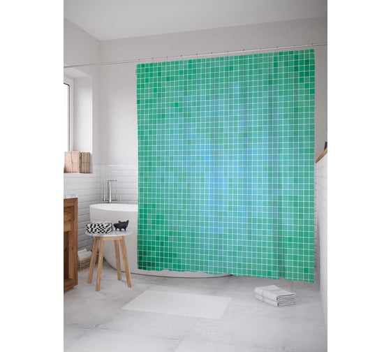 Штора (занавеска) для ванной JoyArty "Классическое ретро" из сатена, 180х200 см с крючками, sc_13263 1